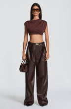 Glenda Pants - Plum Brown - Napalia