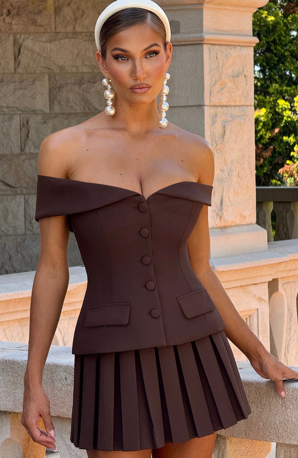 Gretchen Mini Skirt - Plum Brown - Napalia