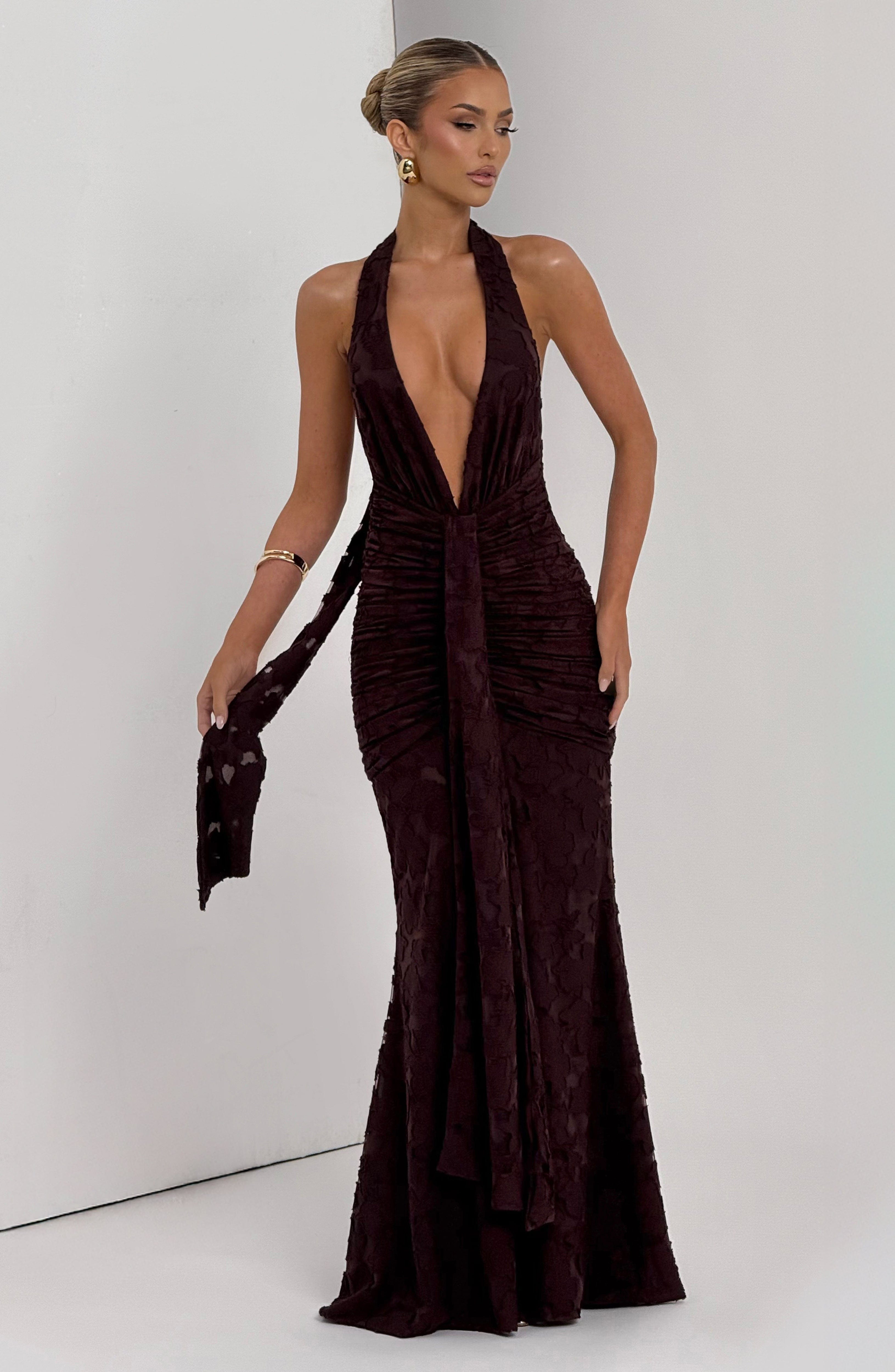 Guinevere Maxi Dress - Plum Brown - Napalia