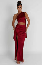 Halsey Maxi Skirt - Wine - Napalia