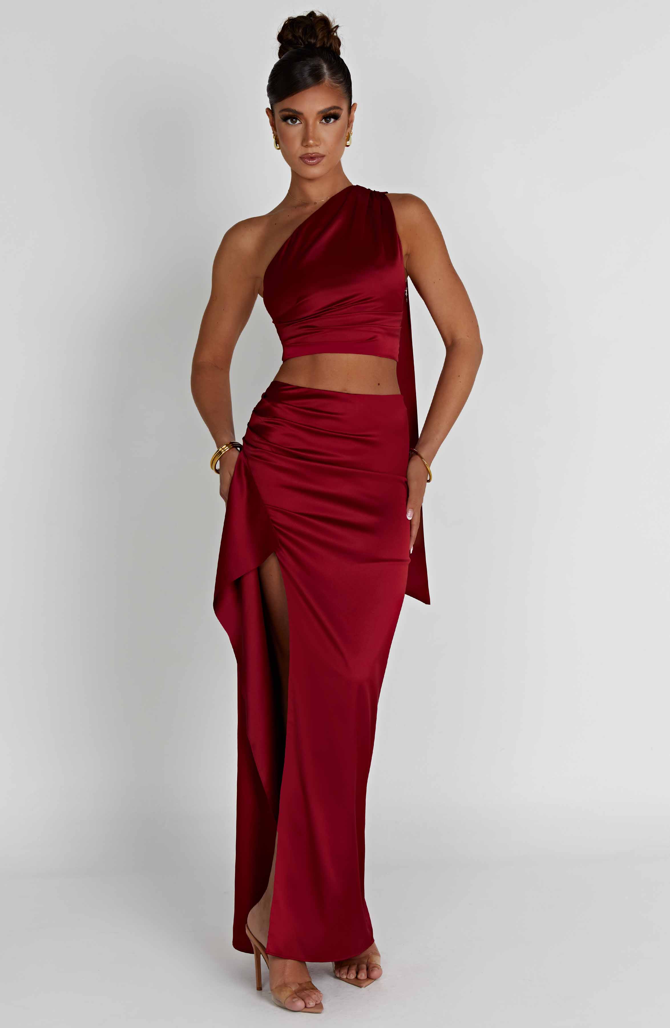 Halsey Maxi Skirt - Wine - Napalia