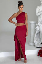 Halsey Maxi Skirt - Wine - Napalia