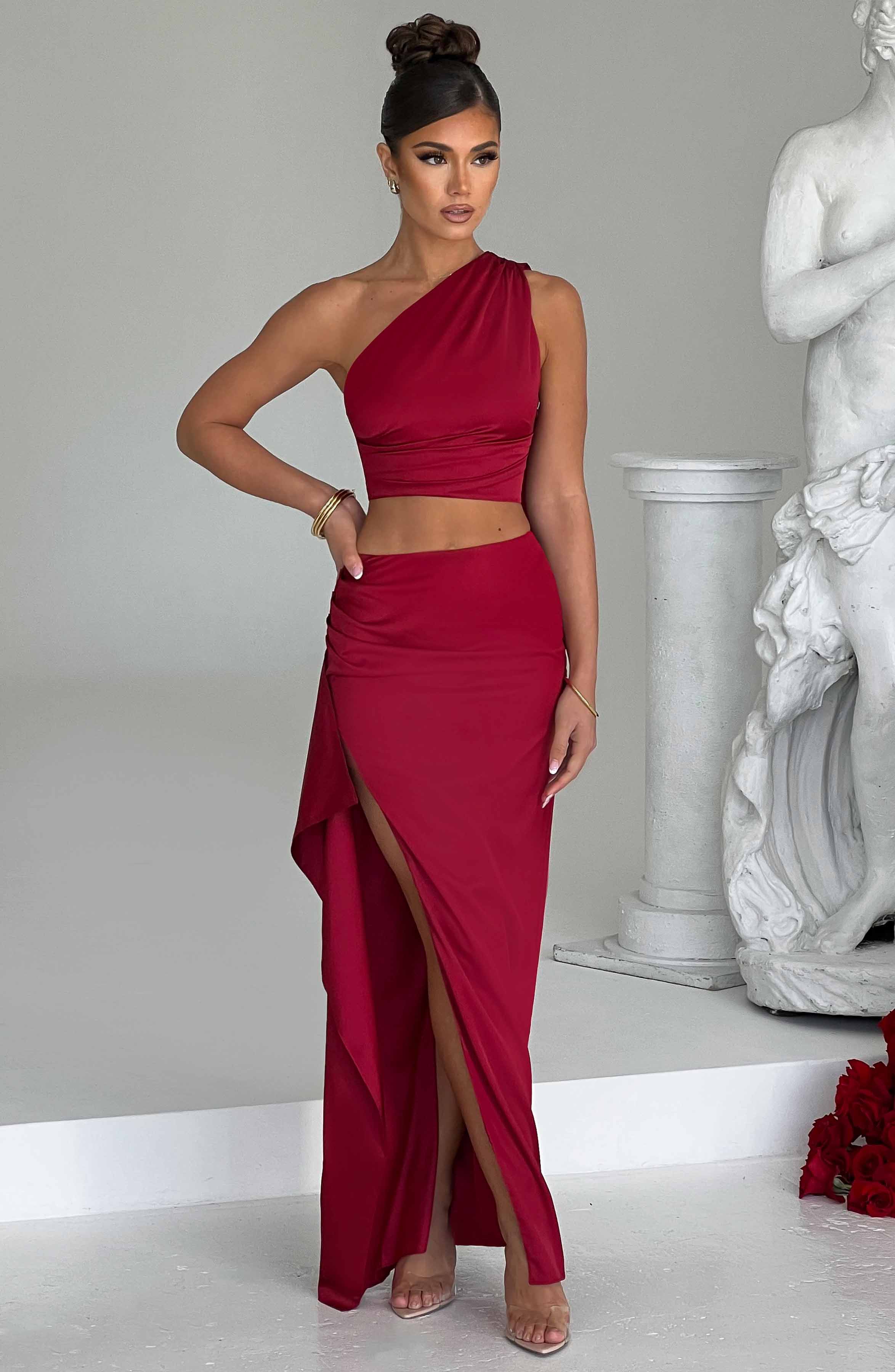 Halsey Maxi Skirt - Wine - Napalia