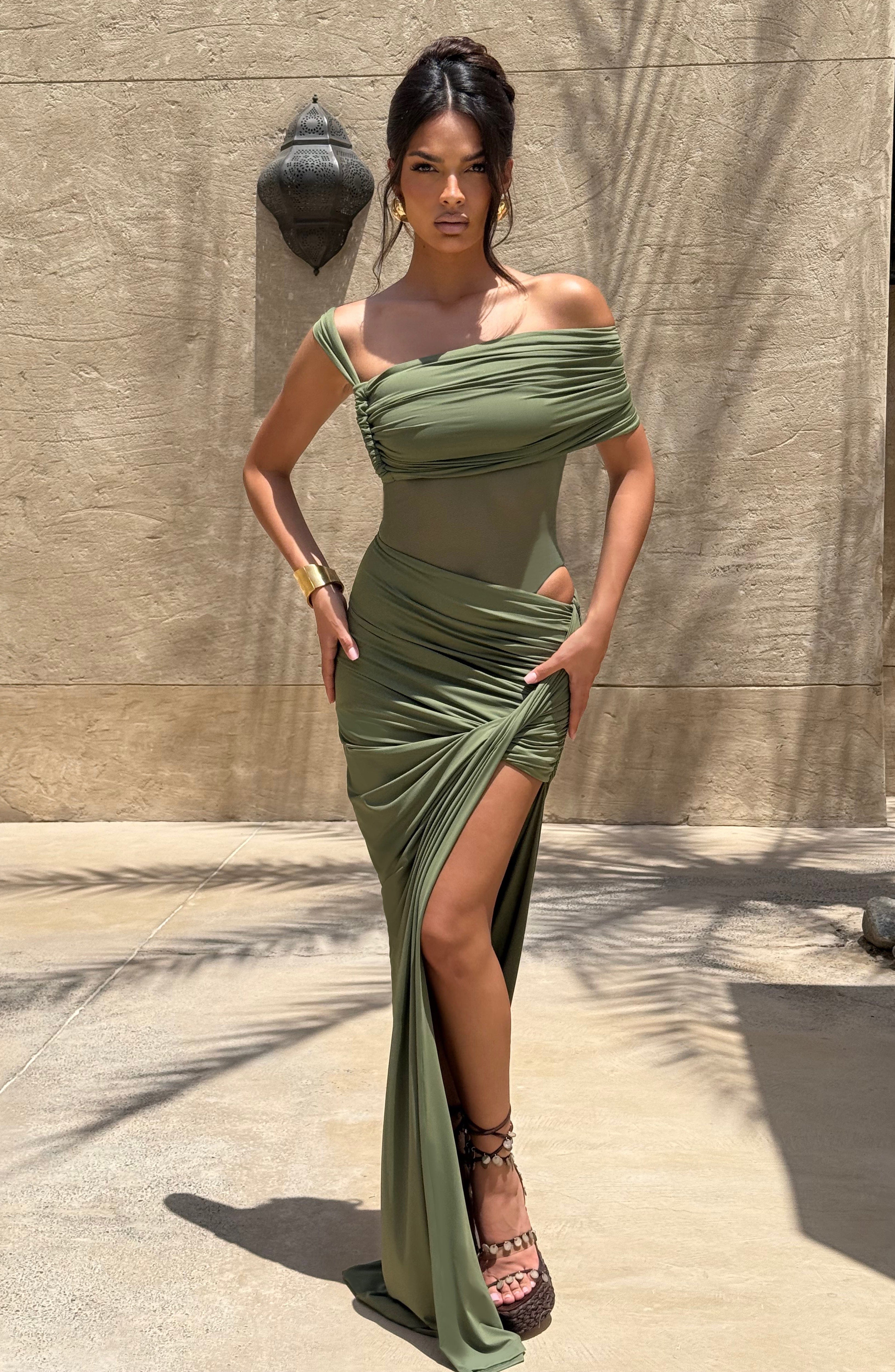 Henrietta Maxi Skirt - Khaki - Napalia