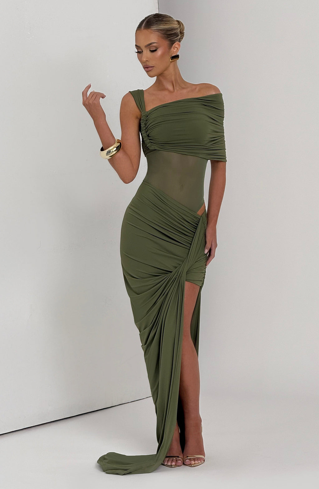 Henrietta Maxi Skirt - Khaki - Napalia