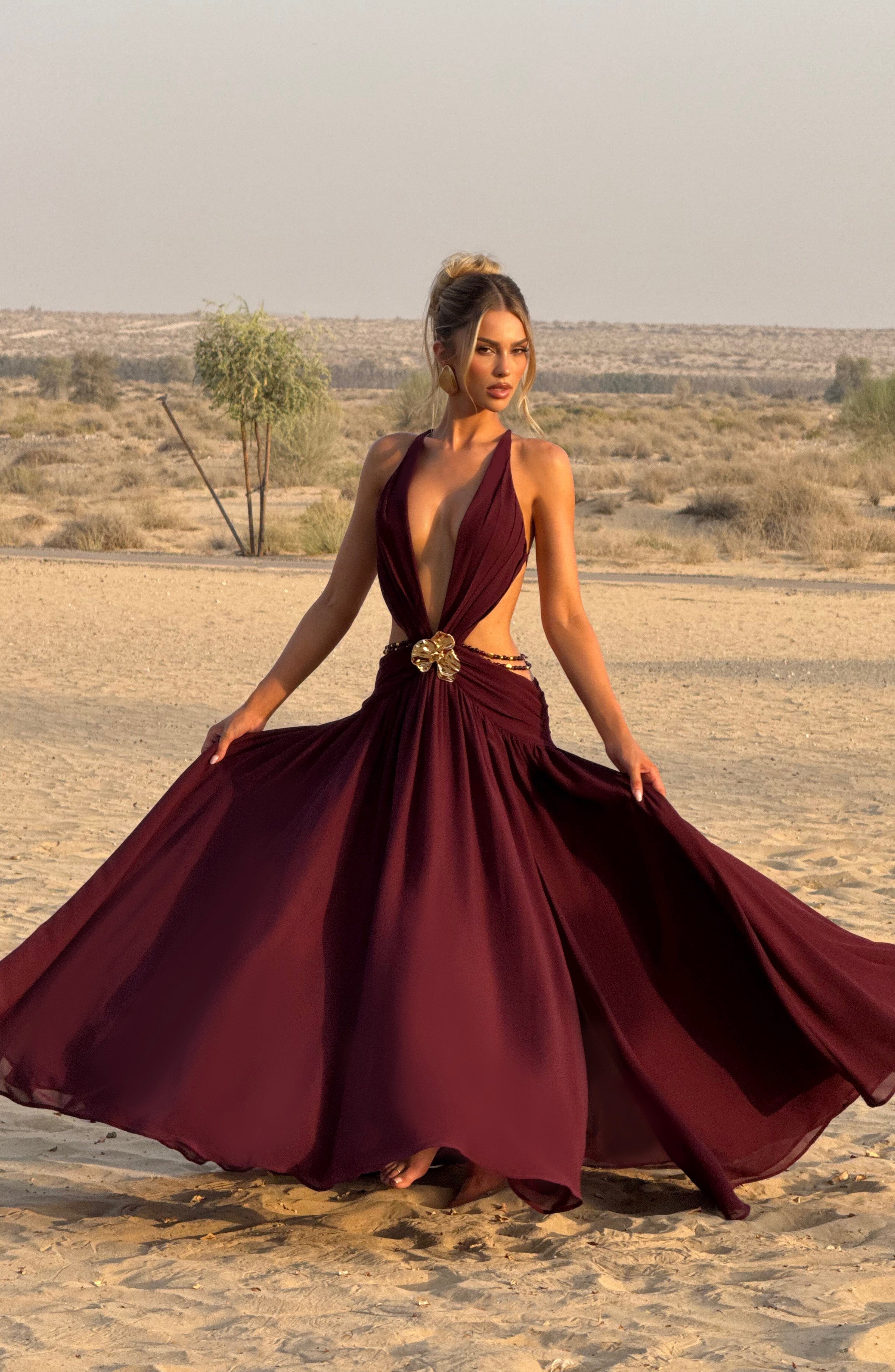 Indianna Maxi Dress - Cherry Lacquer - Napalia