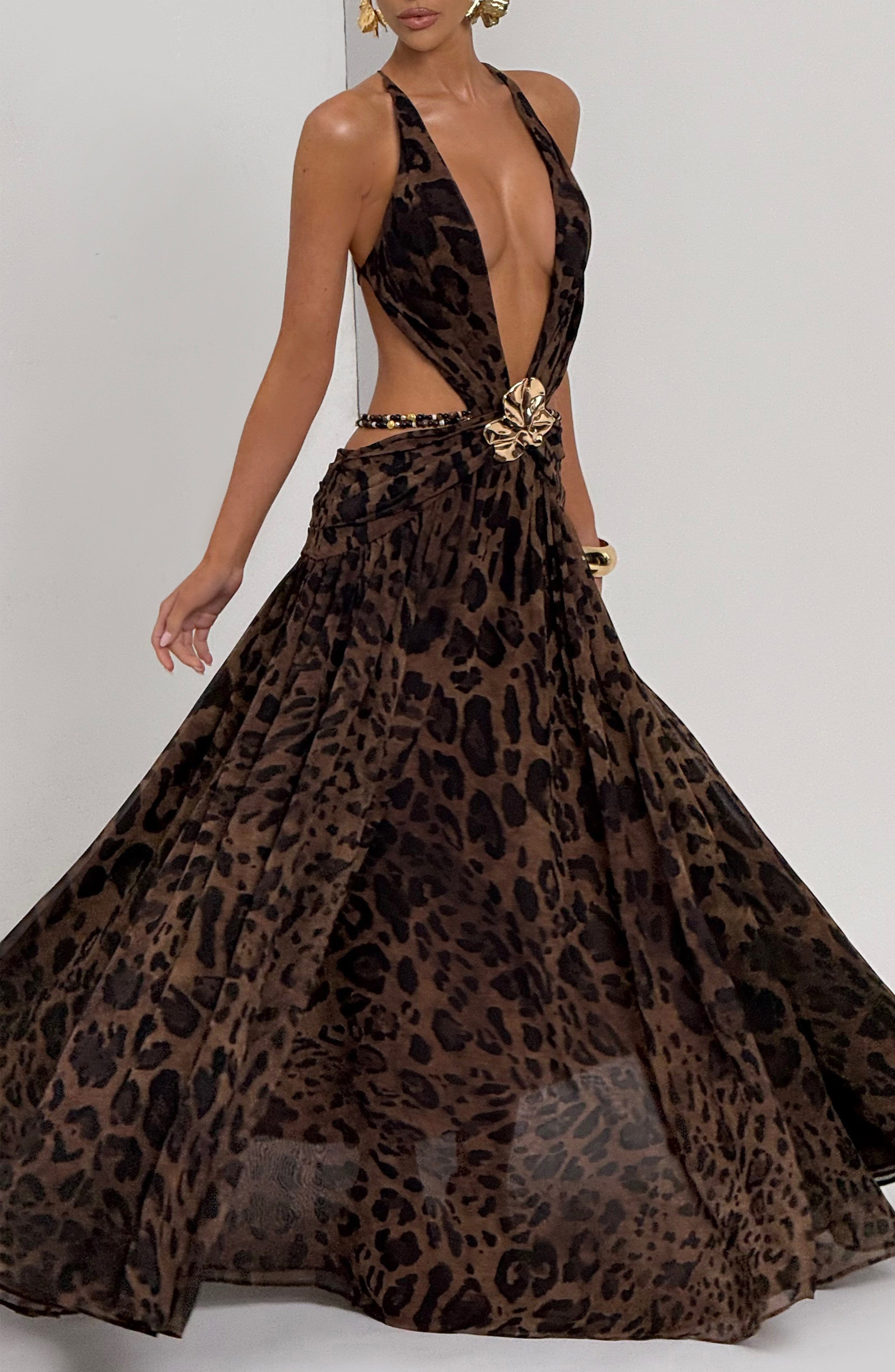 Indianna Maxi Dress - Leopard Print - Napalia