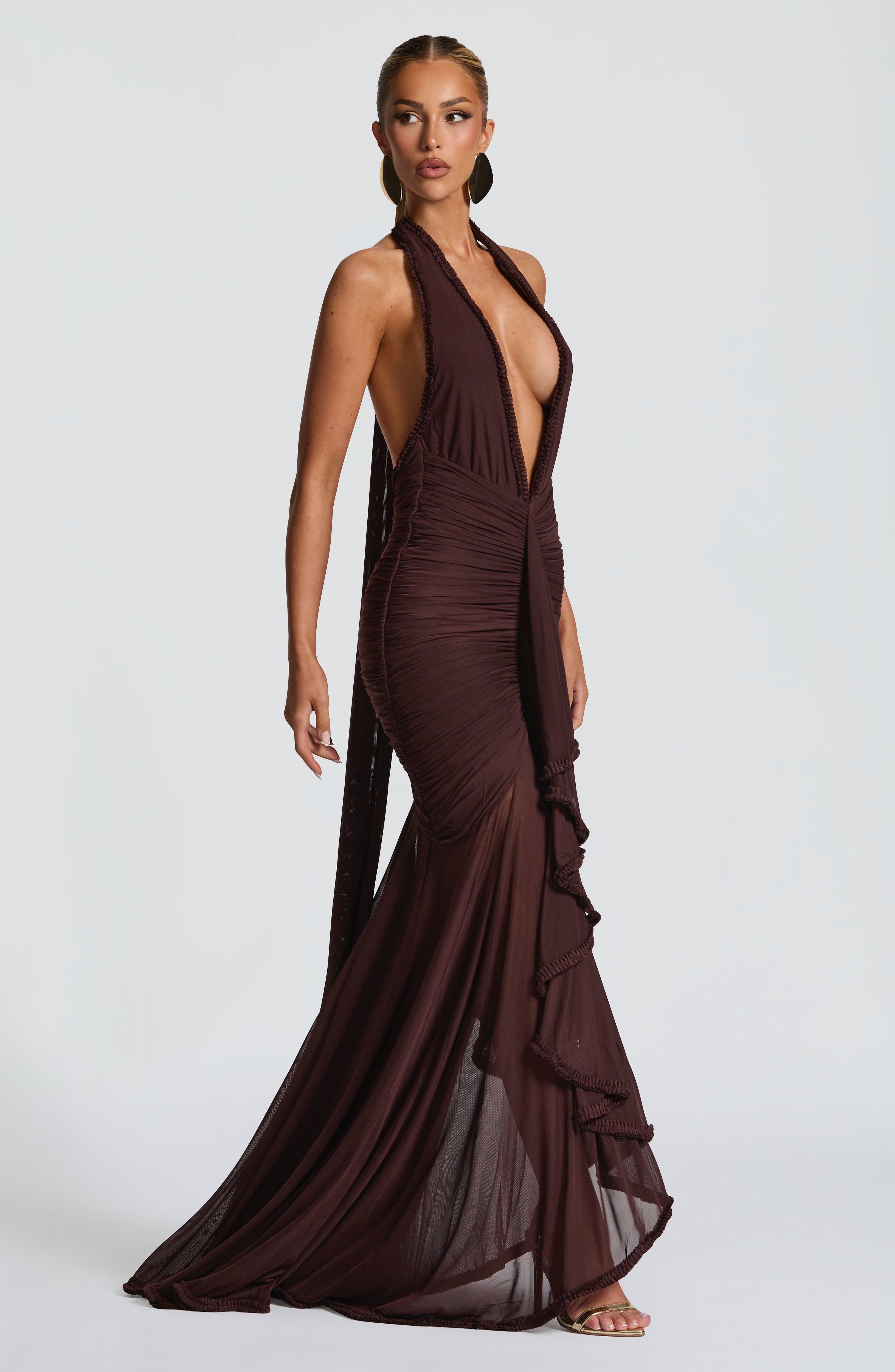 Janessa Maxi Dress - Plum Brown - Napalia