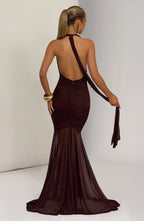 Janessa Maxi Dress - Plum Brown - Napalia