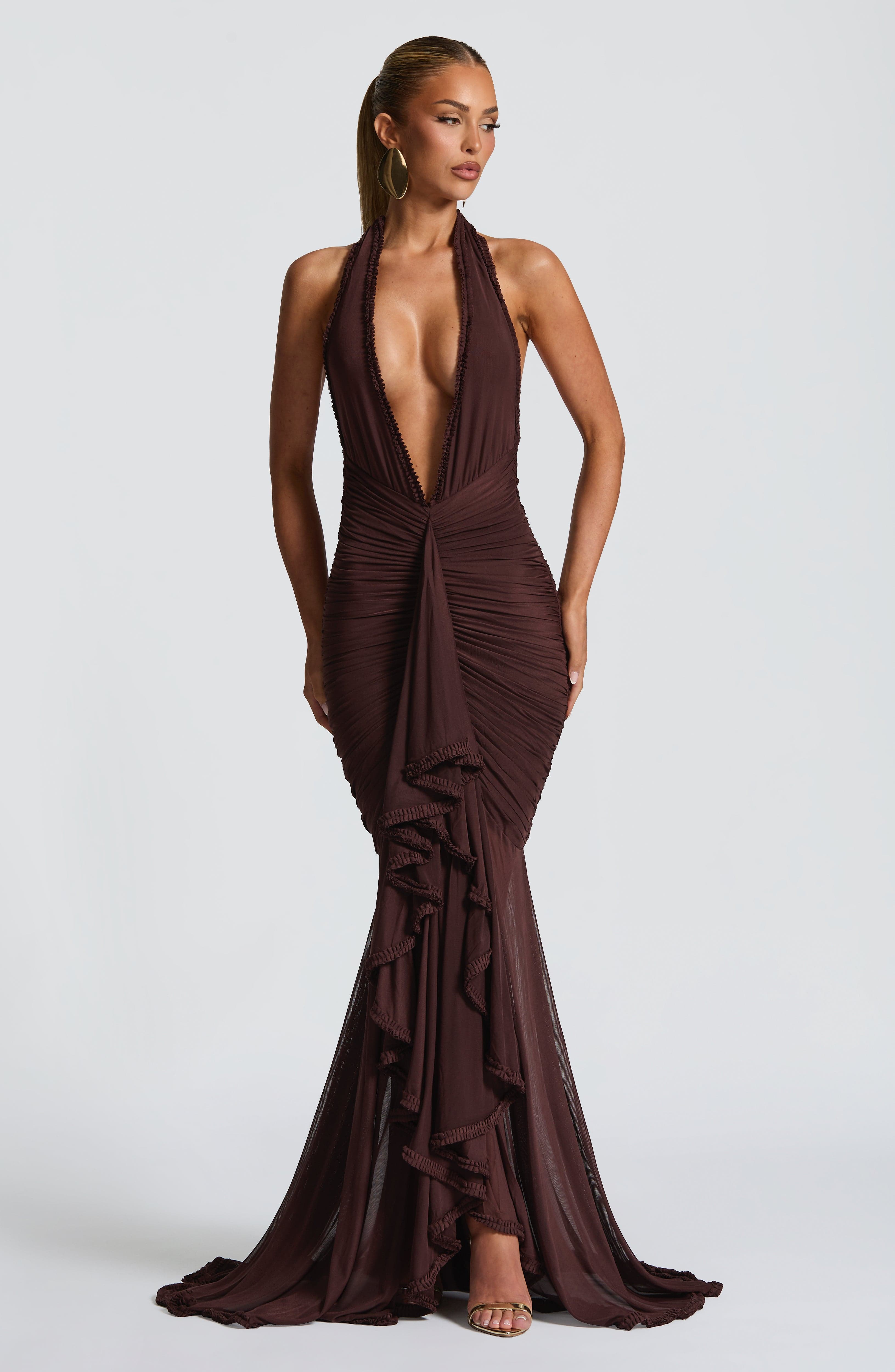 Janessa Maxi Dress - Plum Brown - Napalia