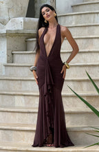Janessa Maxi Dress - Plum Brown - Napalia