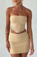 Jaz Mini Skirt - Beige - Napalia