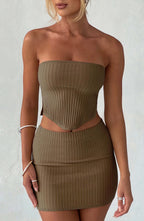 Jaz Mini Skirt - Mocha - Napalia