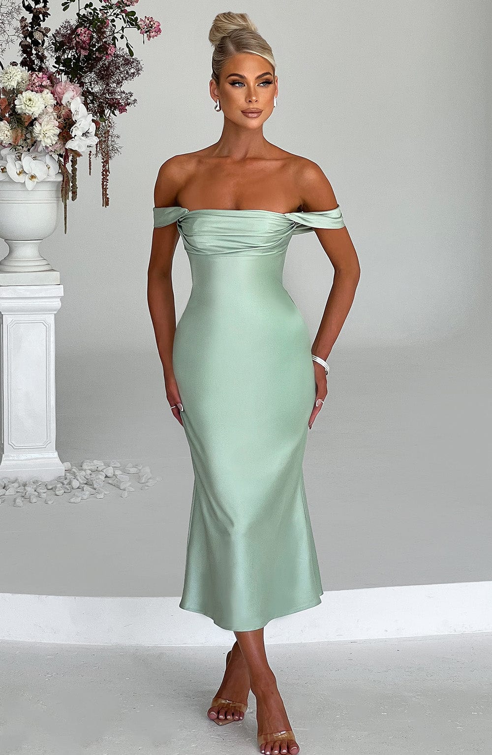 Jennifer Midi Dress - Mint - Napalia