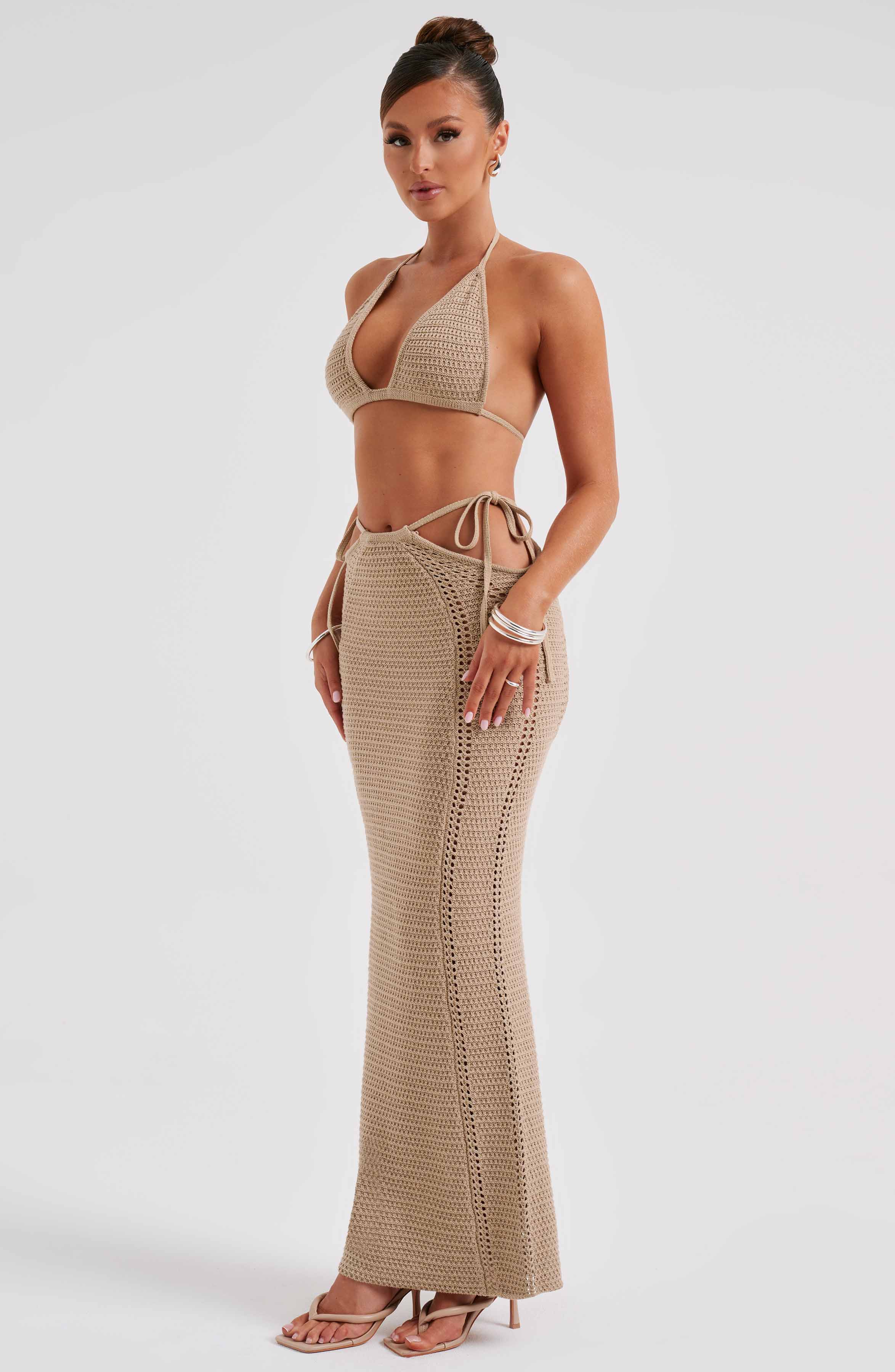 Jia Maxi Skirt - Beige - Napalia
