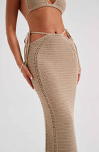 Jia Maxi Skirt - Beige - Napalia