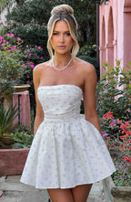 Katrina Mini Dress - Blush Floral Print - Napalia