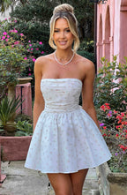 Katrina Mini Dress - Blush Floral Print - Napalia