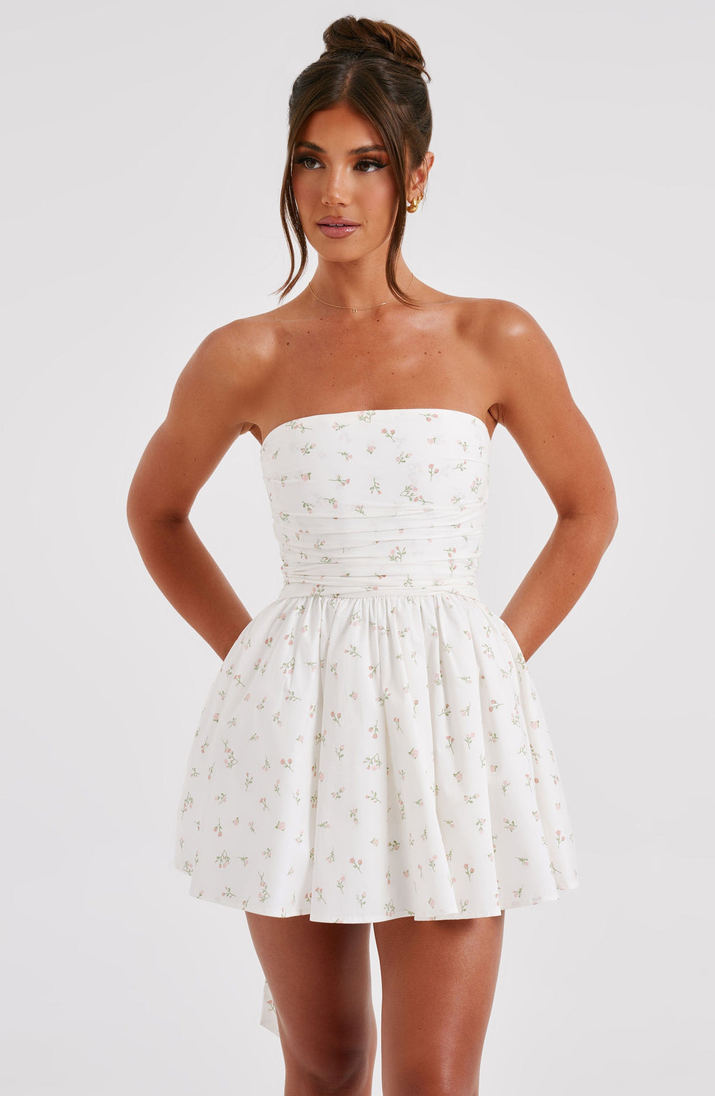 Katrina Mini Dress - Blush Floral Print - Napalia