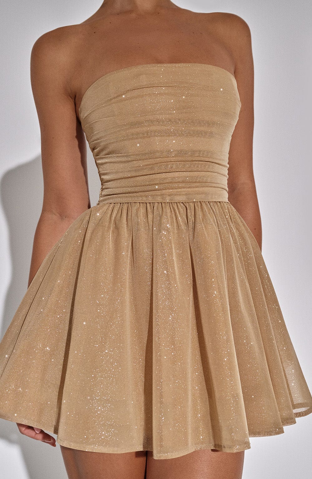 Katrina Mini Dress - Gold Sparkle - Napalia