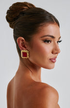 Kennedy Earrings - Red/Gold - Napalia