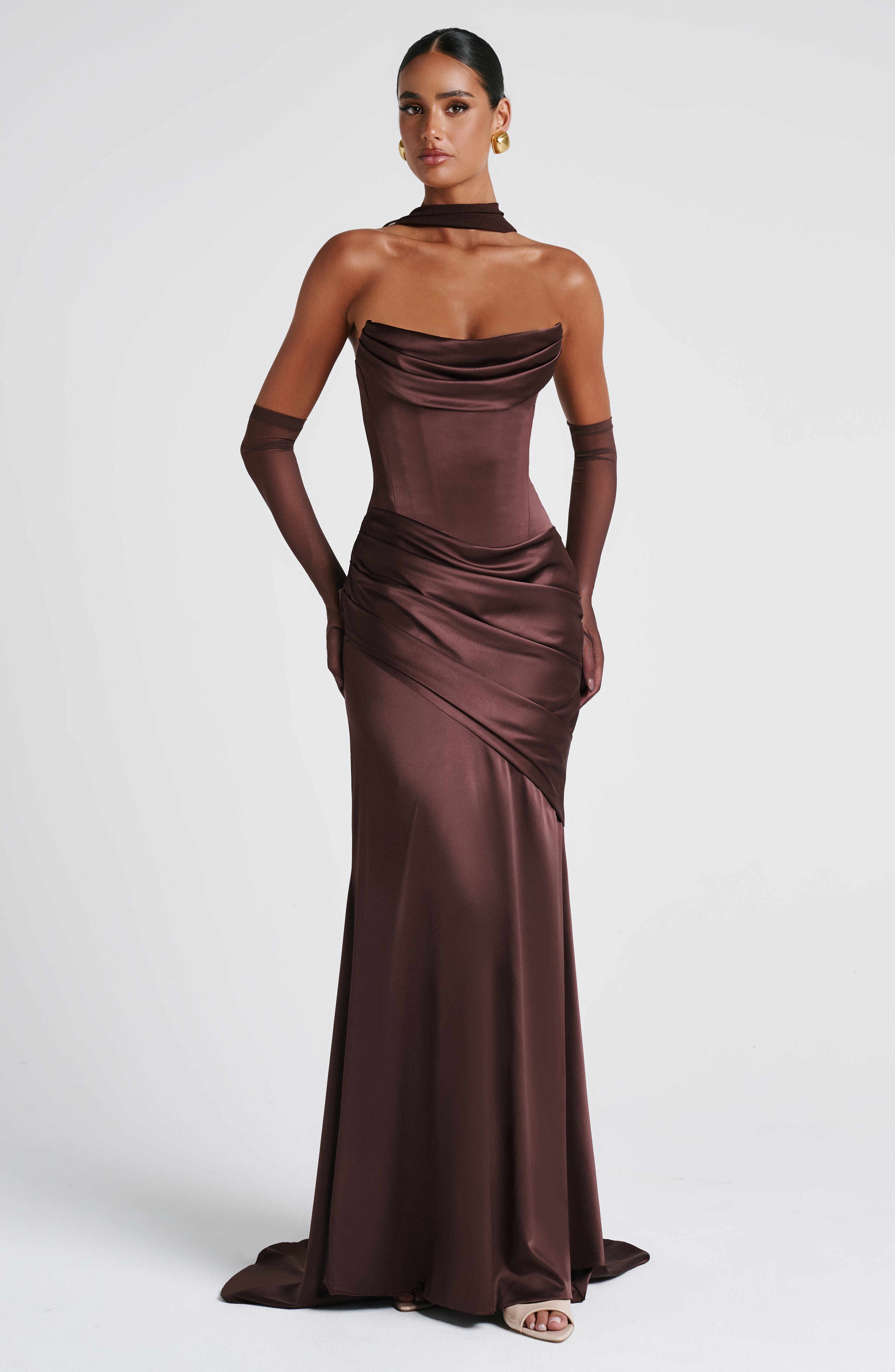 Kensington Maxi Dress - Plum Brown - Napalia