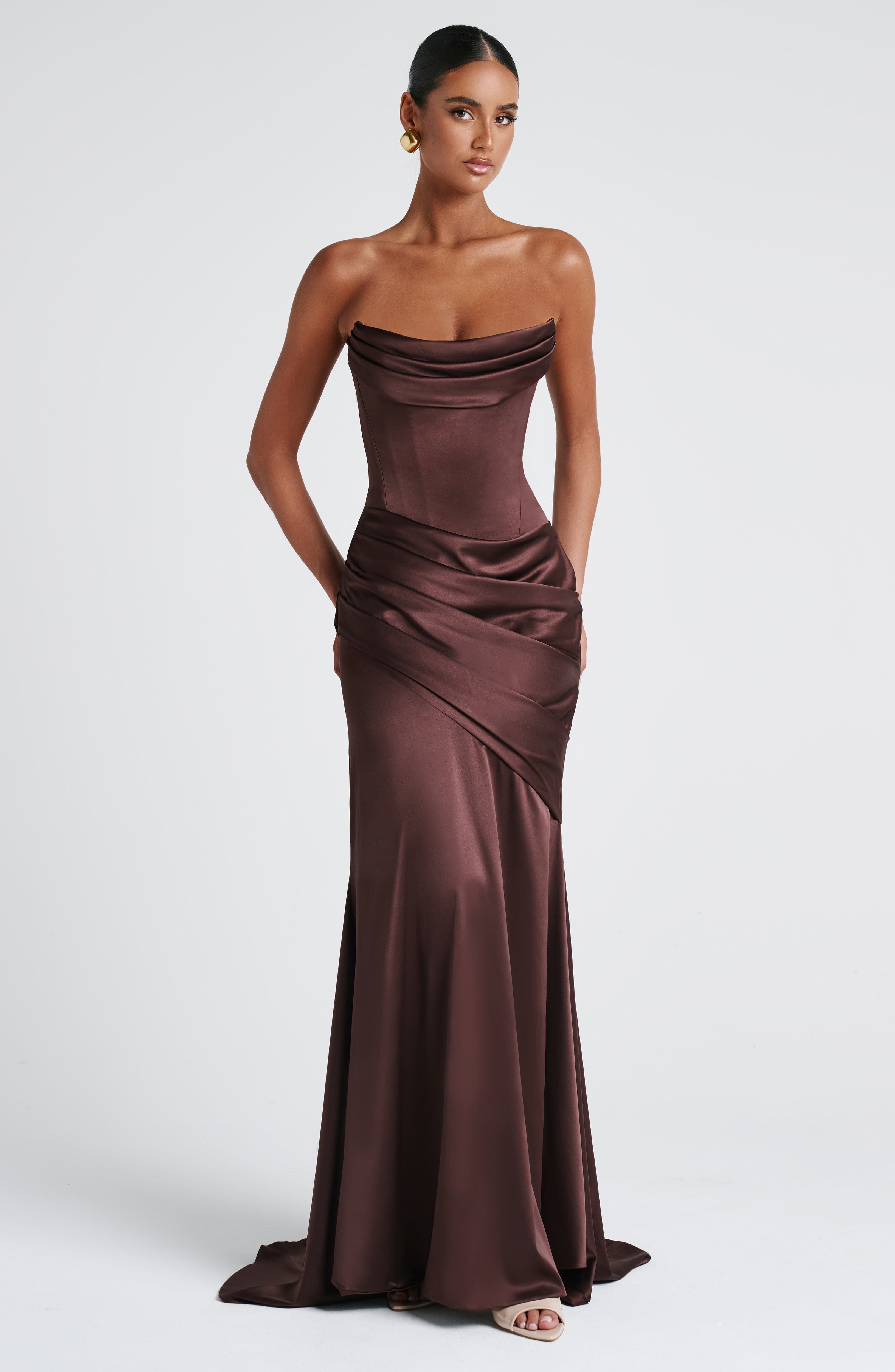 Kensington Maxi Dress - Plum Brown - Napalia