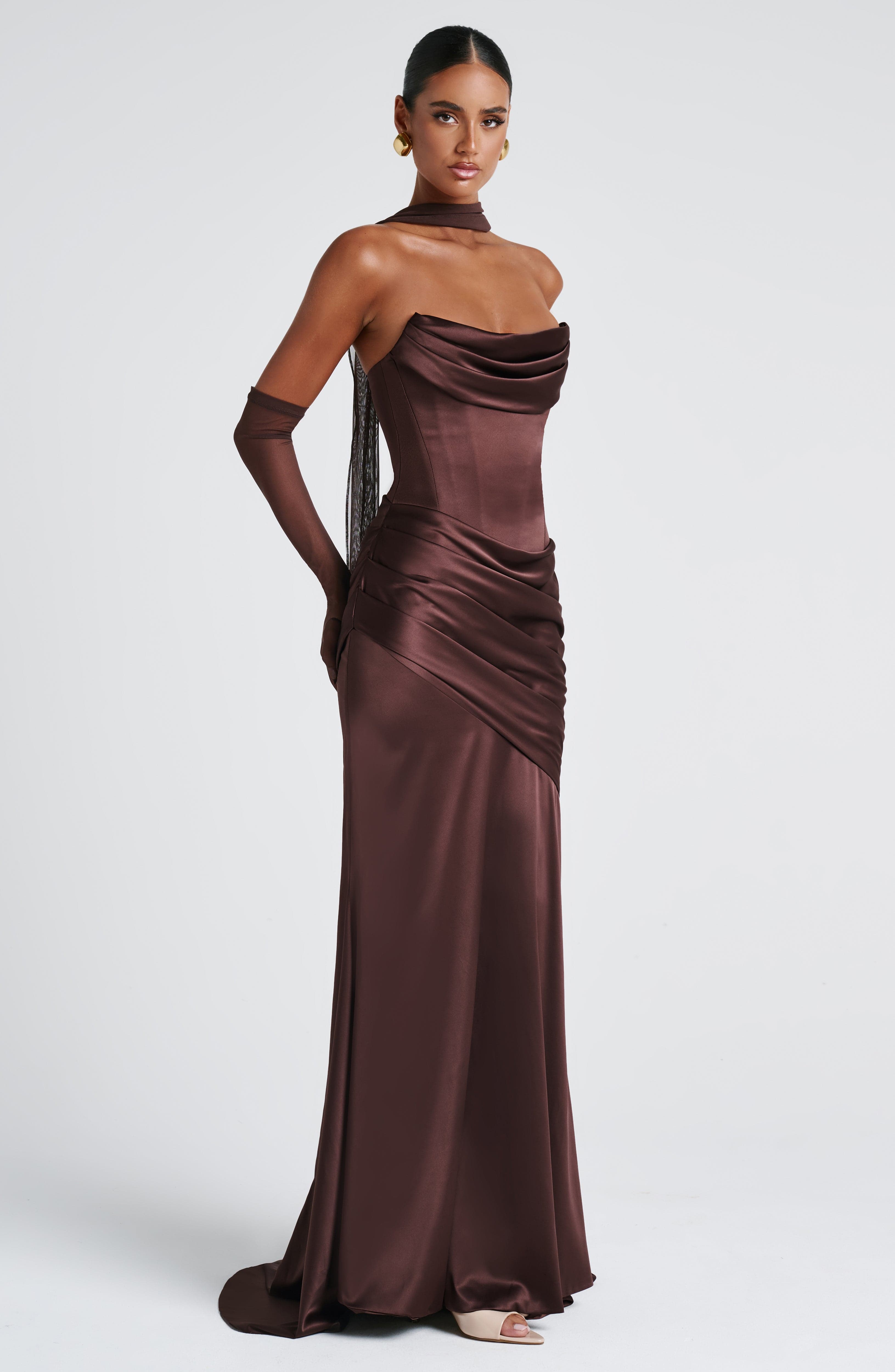 Kensington Maxi Dress - Plum Brown - Napalia