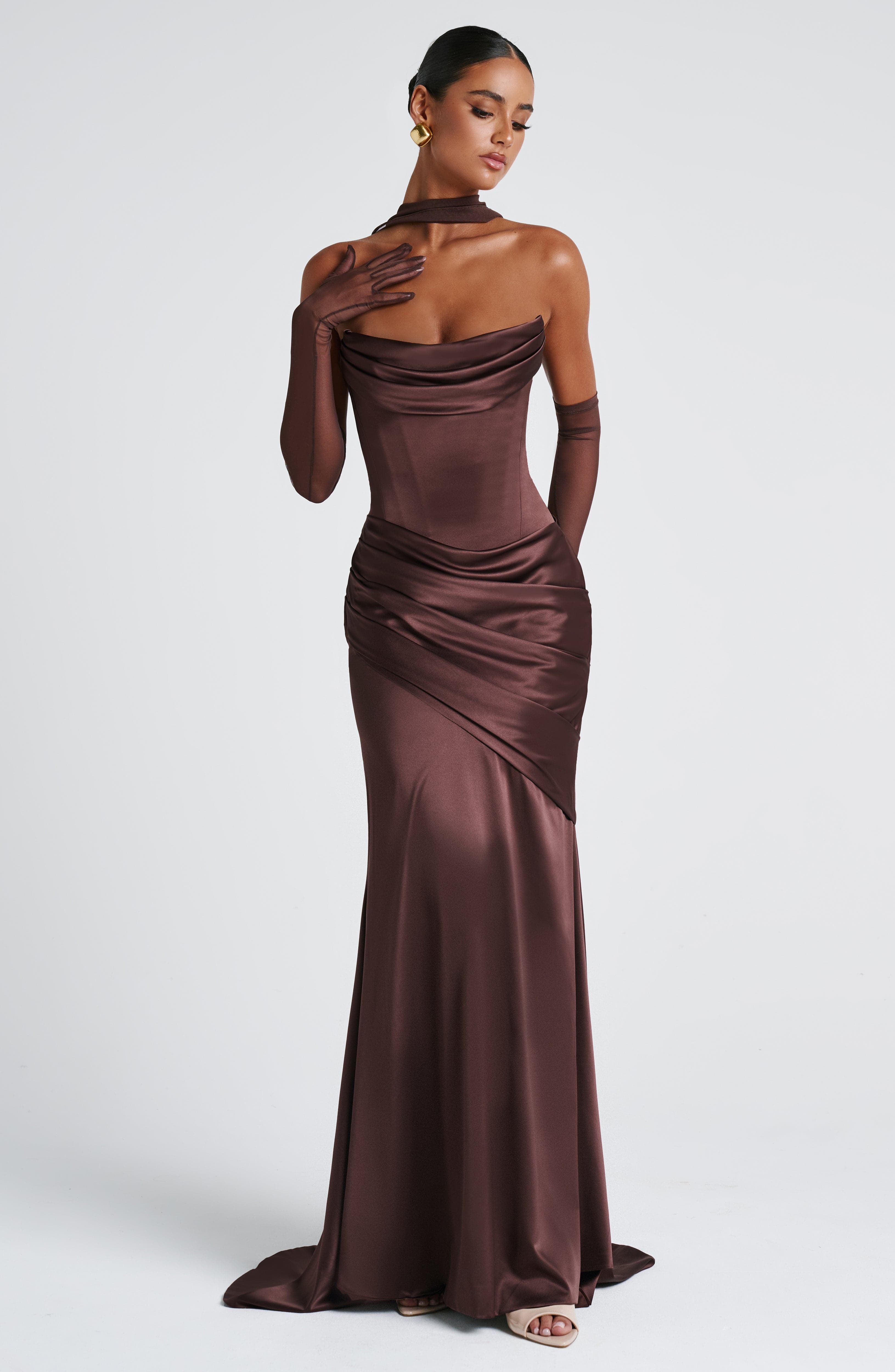 Kensington Maxi Dress - Plum Brown - Napalia