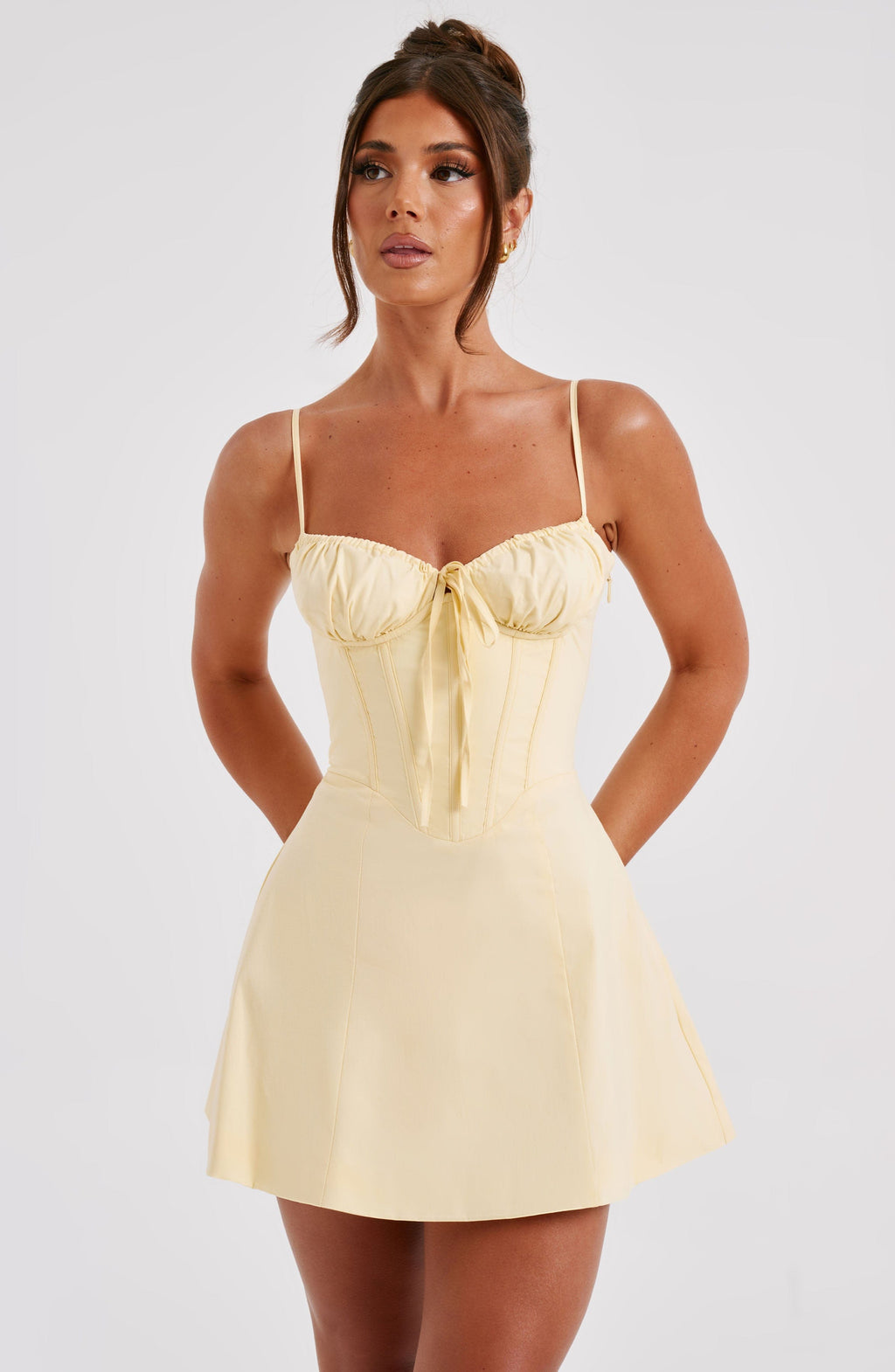 Lacey Mini Dress - Lemon - Napalia