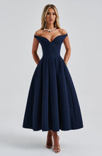Lanetta Midi Dress - Navy - Napalia