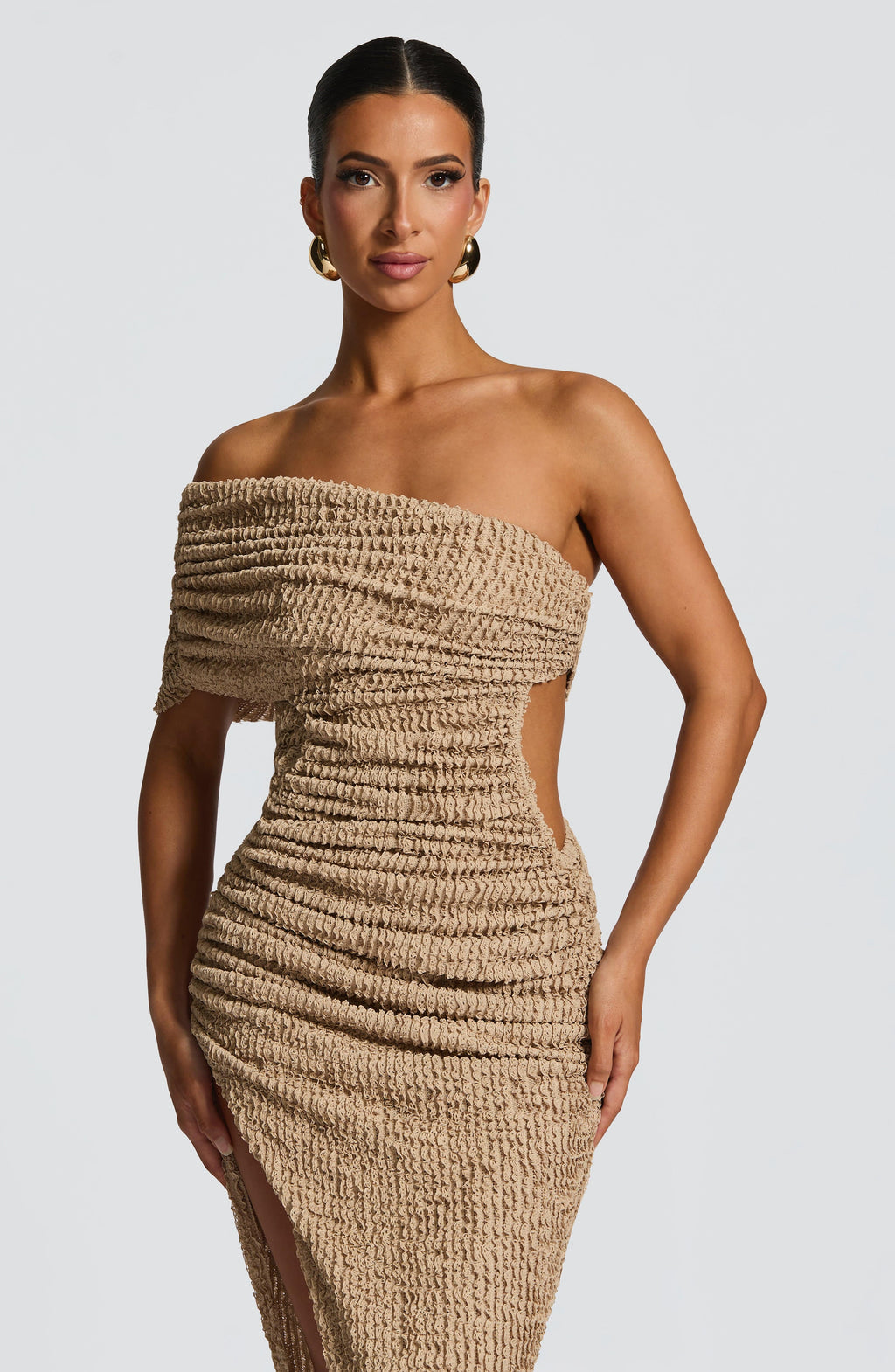 Laverna Midi Dress - Beige - Napalia