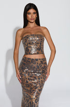 Leola Maxi Skirt - Sequin Leopard Print - Napalia