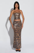 Leola Maxi Skirt - Sequin Leopard Print - Napalia