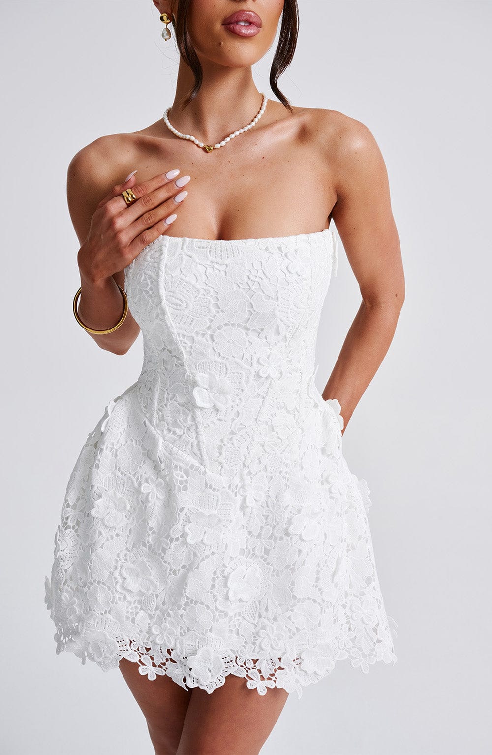 Leona Mini Dress - Ivory - Napalia