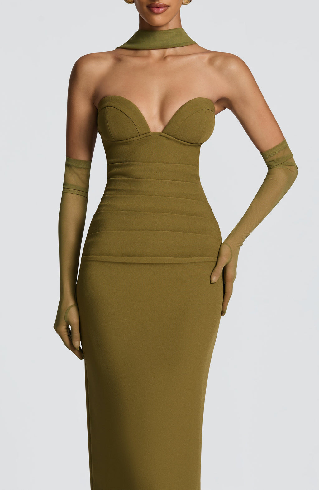 Lindsey Maxi Dress - Deep Olive - Napalia