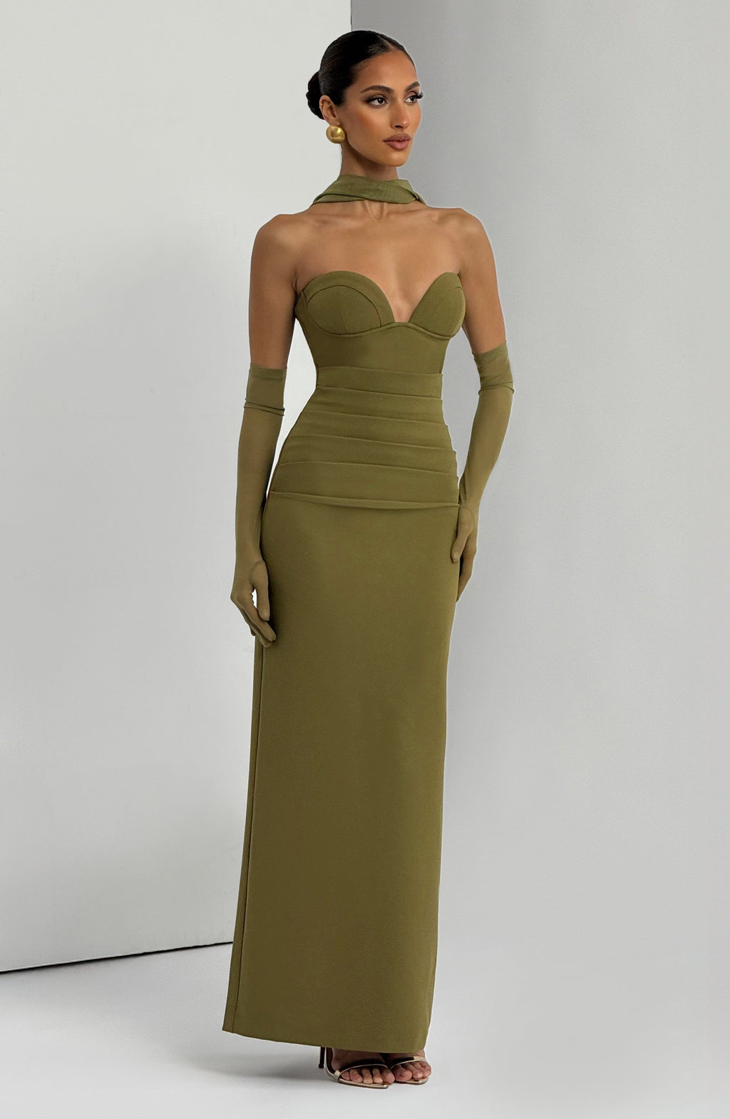 Lindsey Maxi Dress - Deep Olive - Napalia