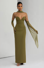 Lindsey Maxi Dress - Deep Olive - Napalia