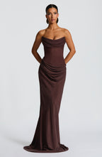 Liora Maxi Dress - Plum Brown - Napalia