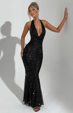 Lorena Maxi Dress - Black Lined - Napalia