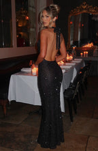 Lorena Maxi Dress - Black Lined - Napalia