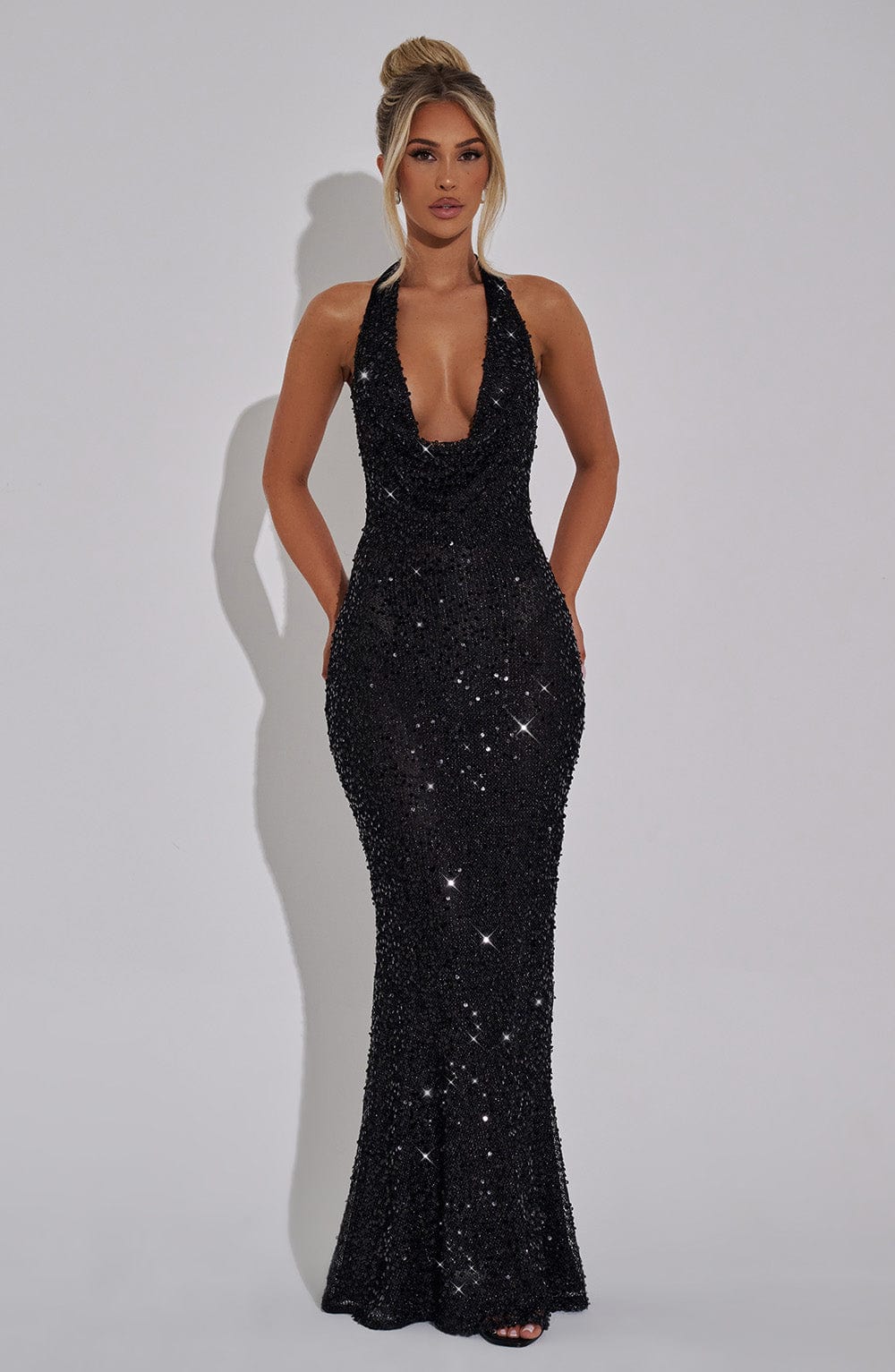 Lorena Maxi Dress - Black Lined - Napalia