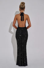 Lorena Maxi Dress - Black Lined - Napalia