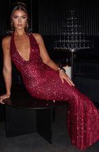 Lorena Maxi Dress - Wine Lined - Napalia
