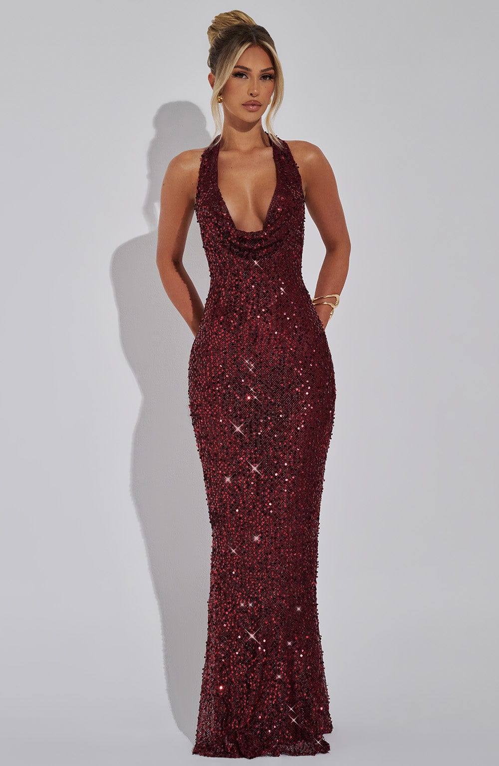 Lorena Maxi Dress - Wine Lined - Napalia