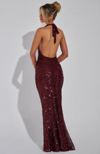 Lorena Maxi Dress - Wine Lined - Napalia