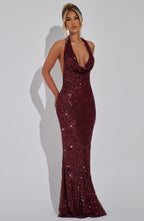 Lorena Maxi Dress - Wine Lined - Napalia