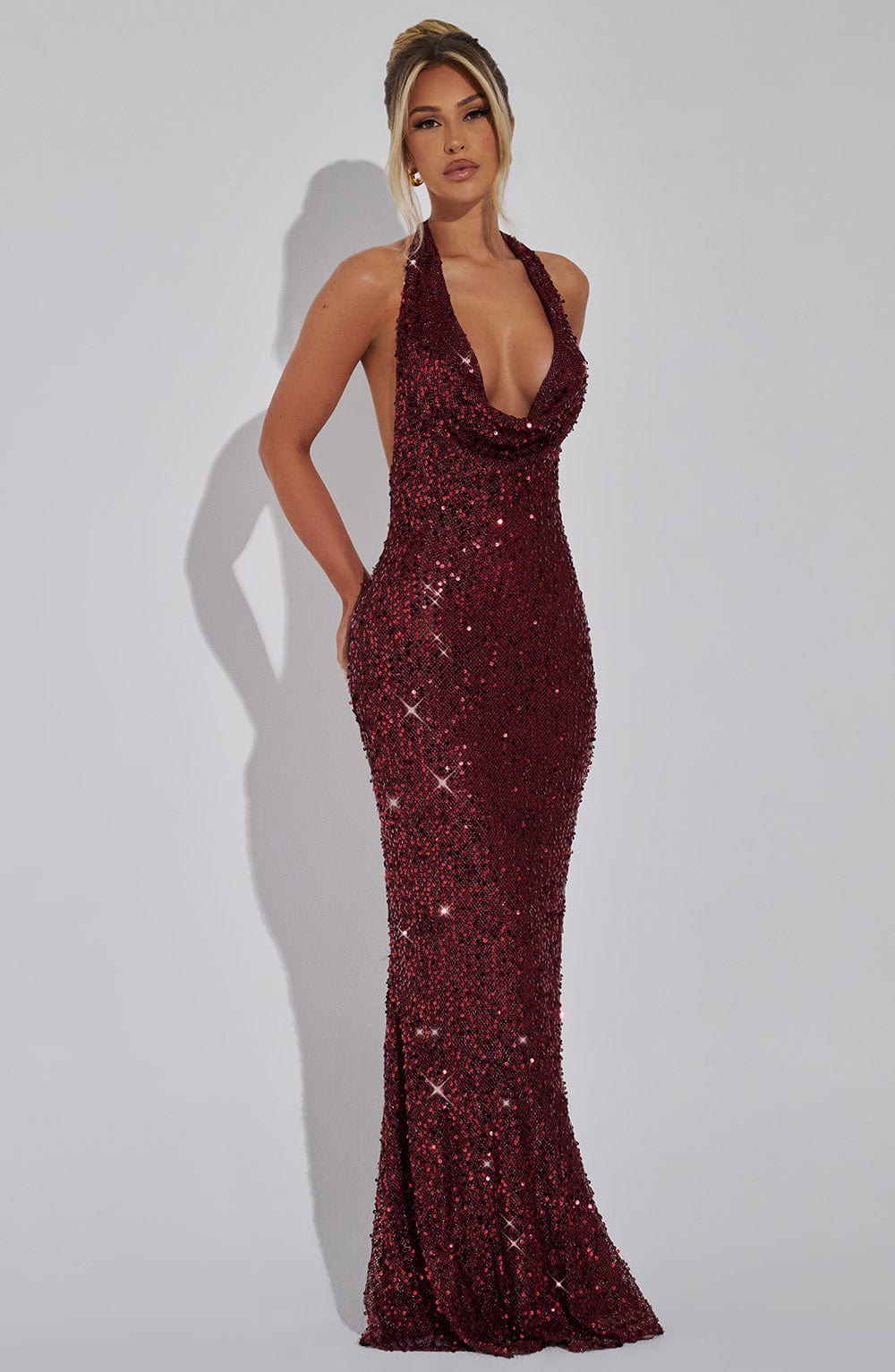Lorena Maxi Dress - Wine Lined - Napalia