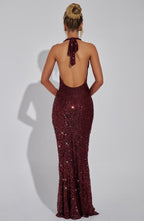Lorena Maxi Dress - Wine Lined - Napalia