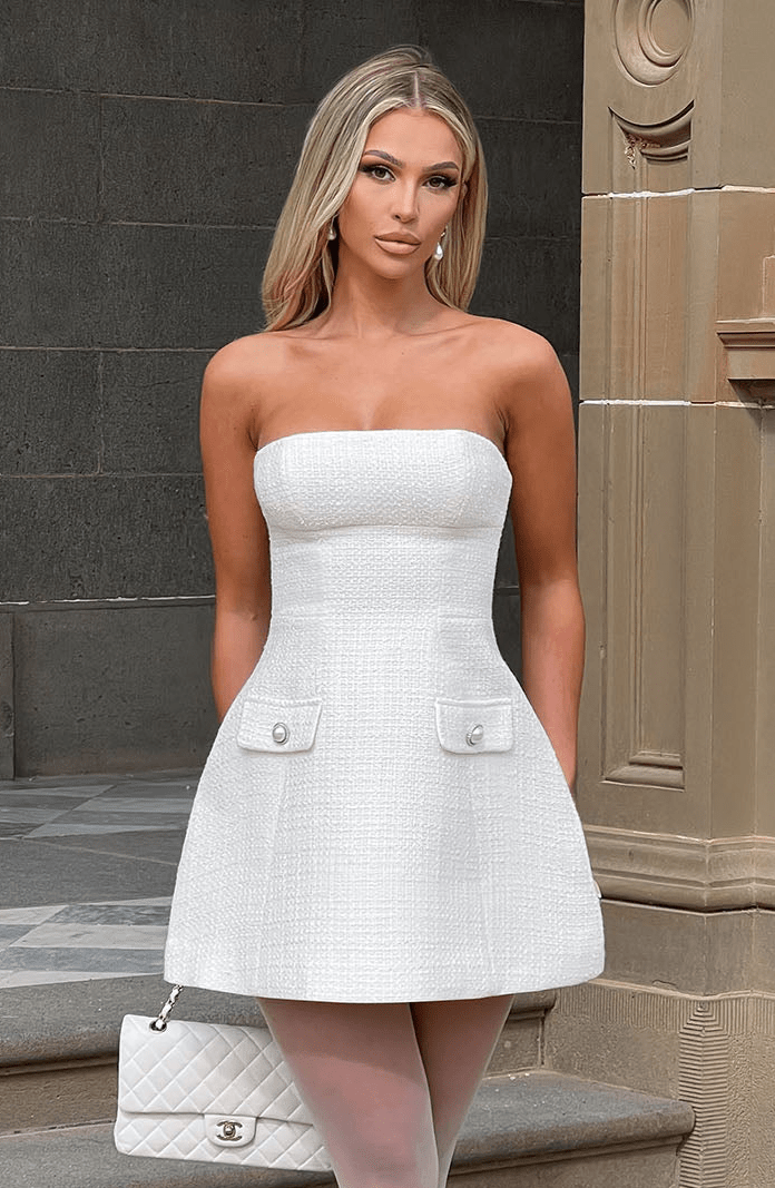 Lottie Mini Dress - Ivory - Napalia